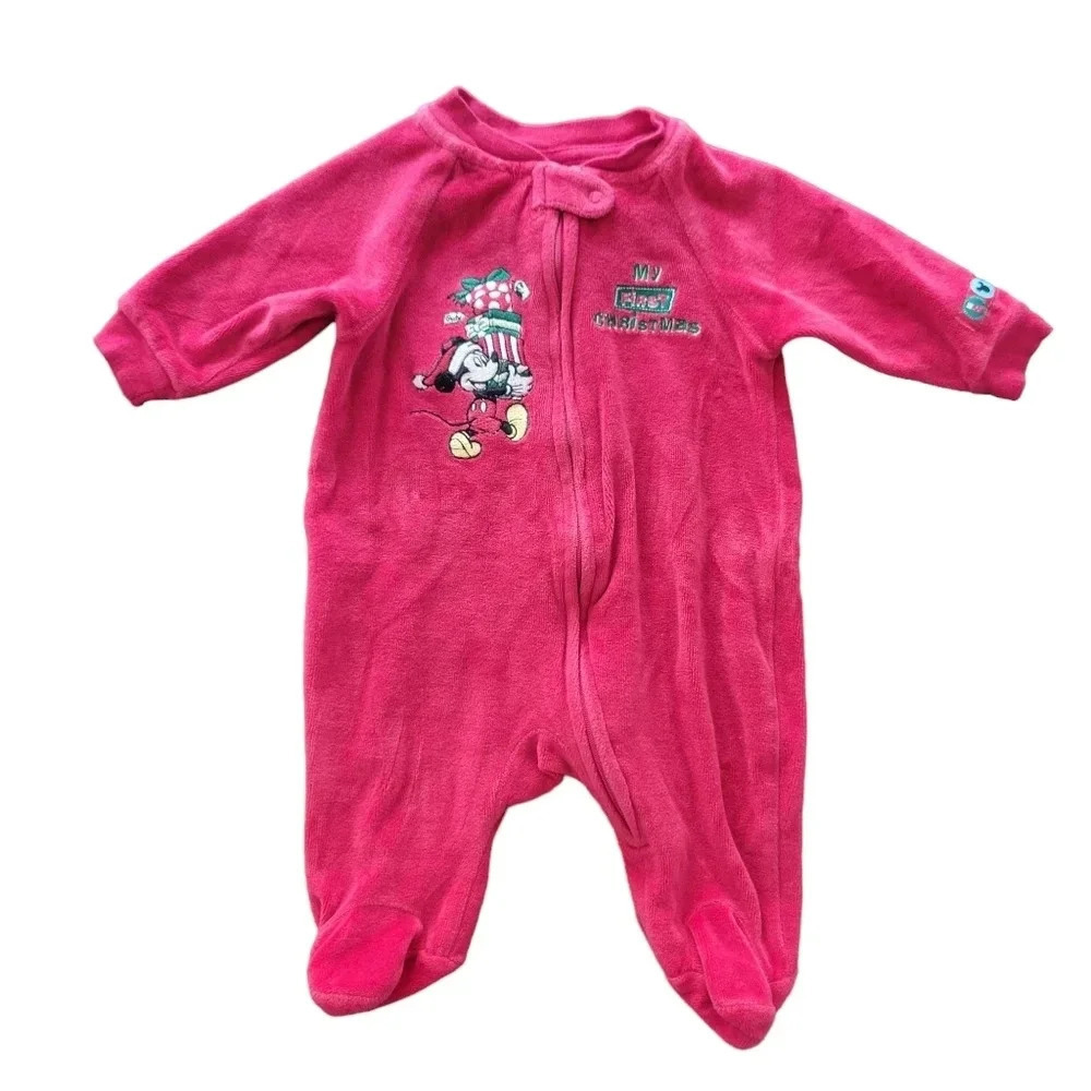 2009 Disney Baby "My First Christmas" Mickey Footie Pajama, Size 0-3mo